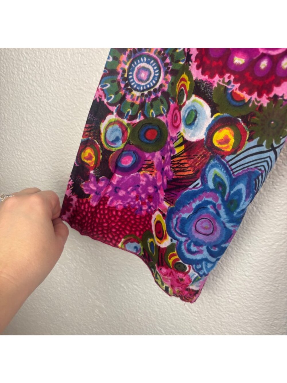 ✨3/$30 L/XL Hippie Boho Floral Tunic Top With Tie-Front Vibrant Mandala Print - Picture 3 of 6